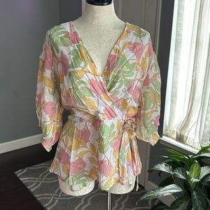 Harve Benard Floral Print Surplice Top